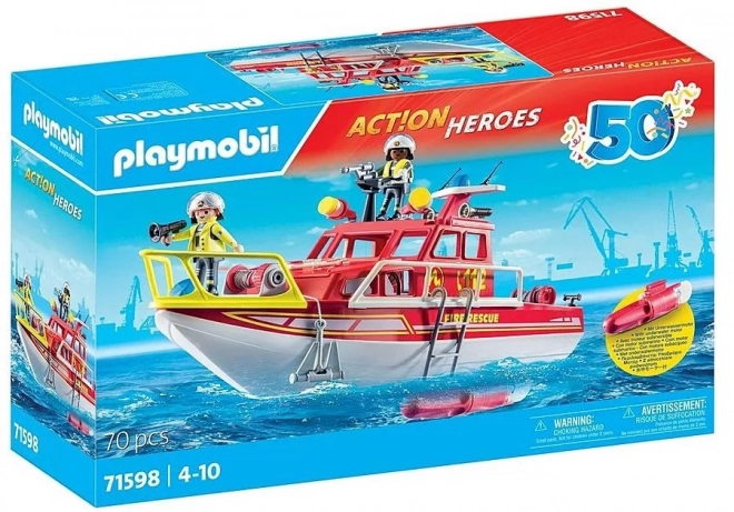 Set azione con barca dei vigili del fuoco Playmobil