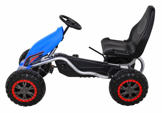 Grande kart a pedali STRONG per bambini Blu + capacità 100 kg + ruote EVA + Freno a mano + Sedile sportivo