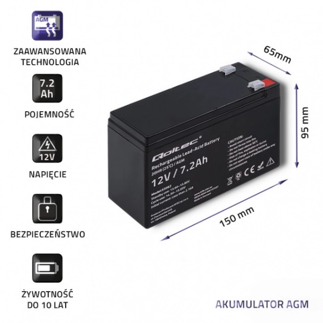 Batteria AGM 12V 7.2Ah