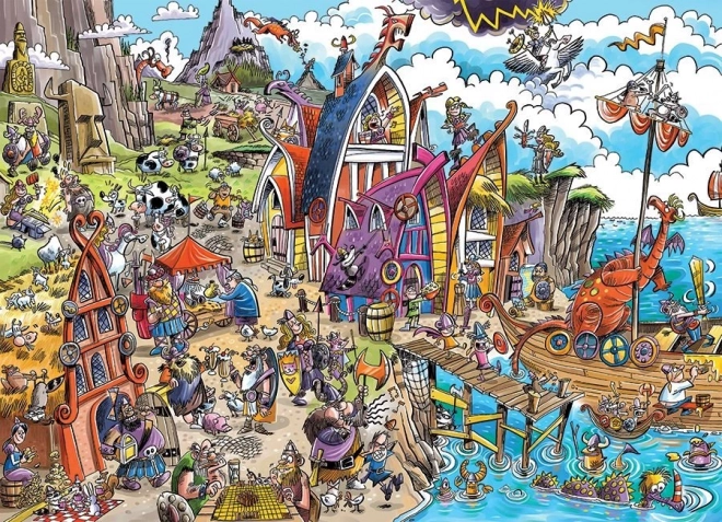Puzzle Cobble Hill DoodleTown: Villaggio dei Vichinghi 1000 pezzi