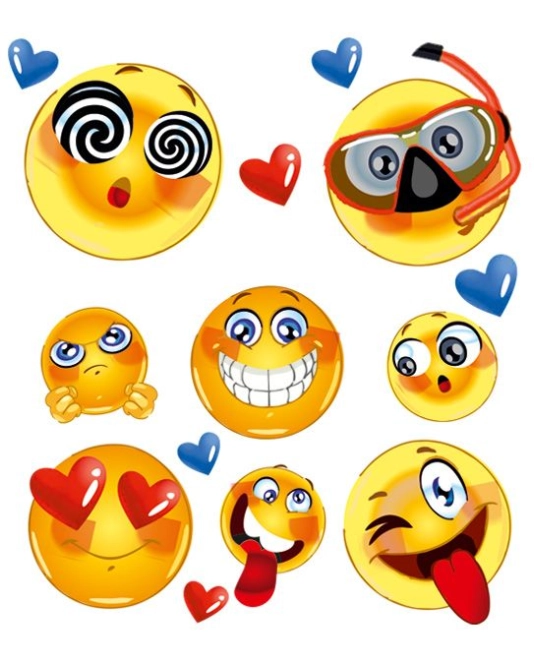 Motivi emoji giocosi su un unico foglio