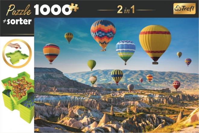 Puzzle Trefl Mongolfiere sopra la Cappadocia 1000 pezzi con smistatore 2 in 1