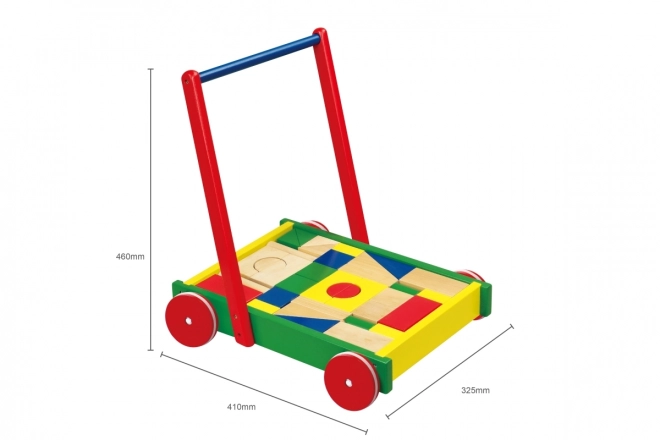 Carrello in Legno con Blocchi Colorati