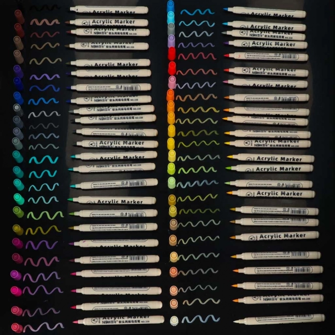 Marker acrilici impermeabili per tessuti e pietre, set di 48 pezzi