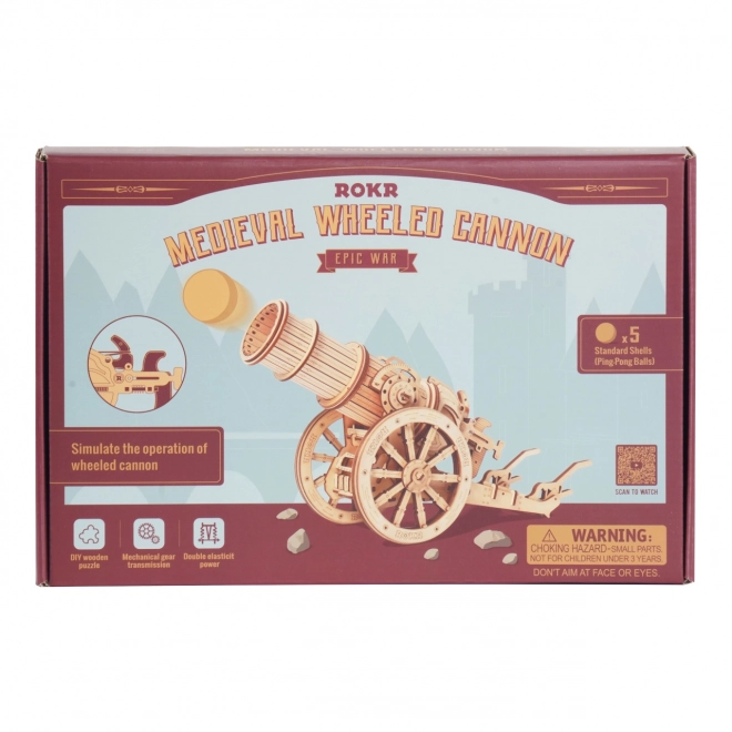 Puzzle 3D di legno Robotime Rokr Cannone d'Assedio Medievale