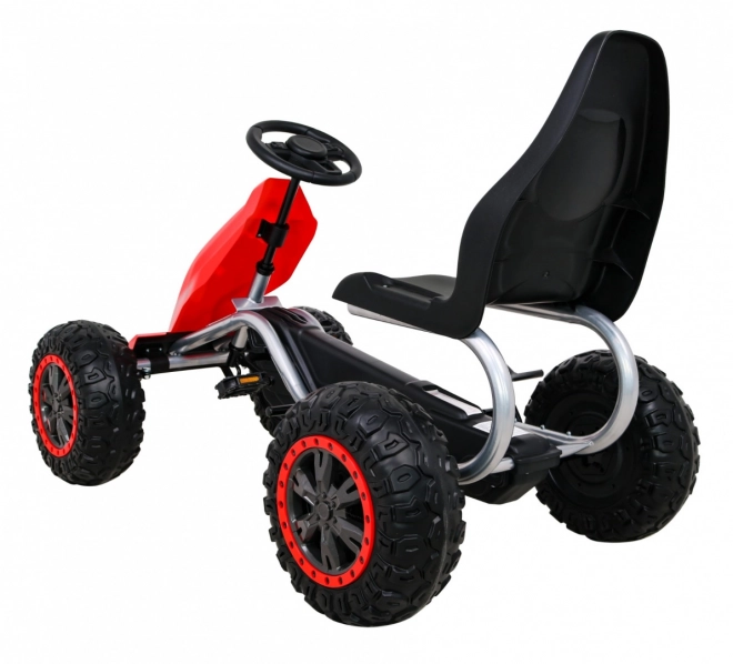 Grande go-kart a pedali Forte per bambini Rosso + 100 kg di carico + Ruote in EVA + Freno a mano + Sedile sportivo