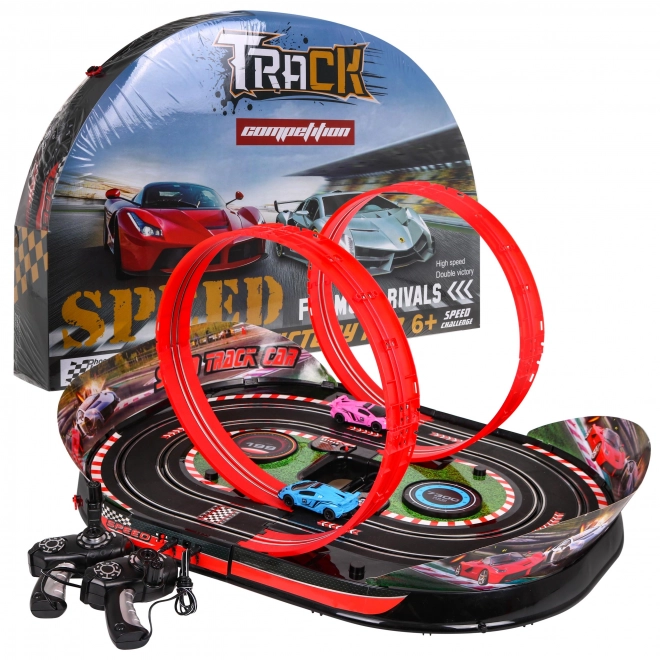 Pista da corsa pieghevole Speed Track per bambini 6+ con auto telecomandate e effetti interattivi