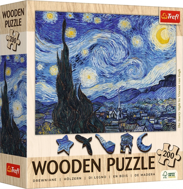 Puzzle di Legno 200 Pezzi Notte Stellata Vincent van Gogh