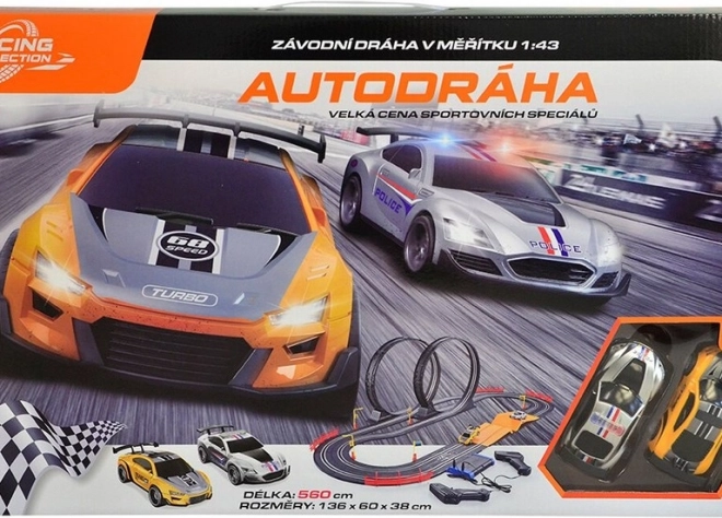 Pista da corsa Racing Collection 560 cm con giri e due auto