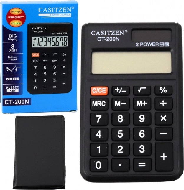 Calcolatrice tascabile Casitzen con custodia protettiva 8 cifre
