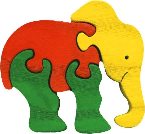 Piccolo puzzle in legno massello Elefante