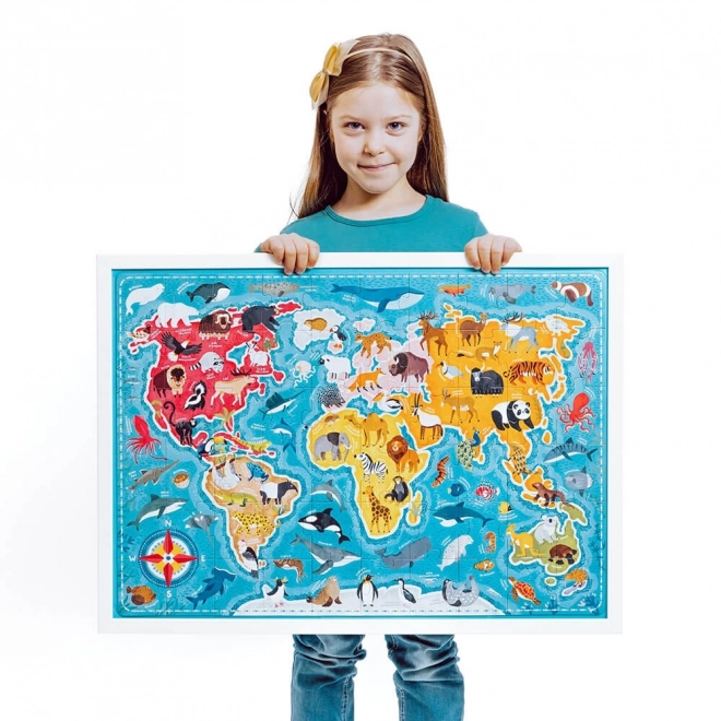 Puzzle Puzzlove 60 Pezzi - Mappa del Mondo Animali