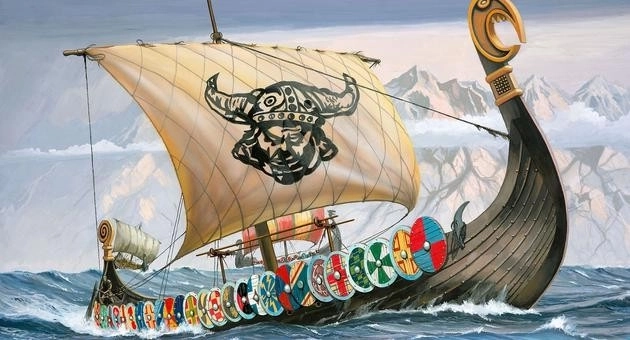Modello in plastica Nave Drakkar Vichinga