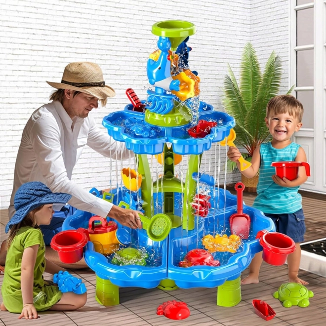 Tavolo d'acqua e sabbiera 2 in 1 XXL con fontana e delfino Woopie