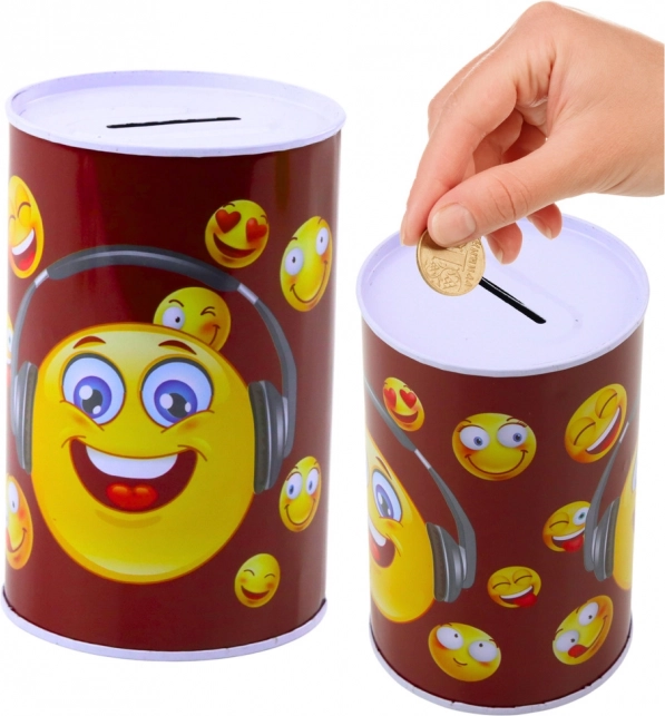 Salvadanaio in metallo Emoji blu e marrone
