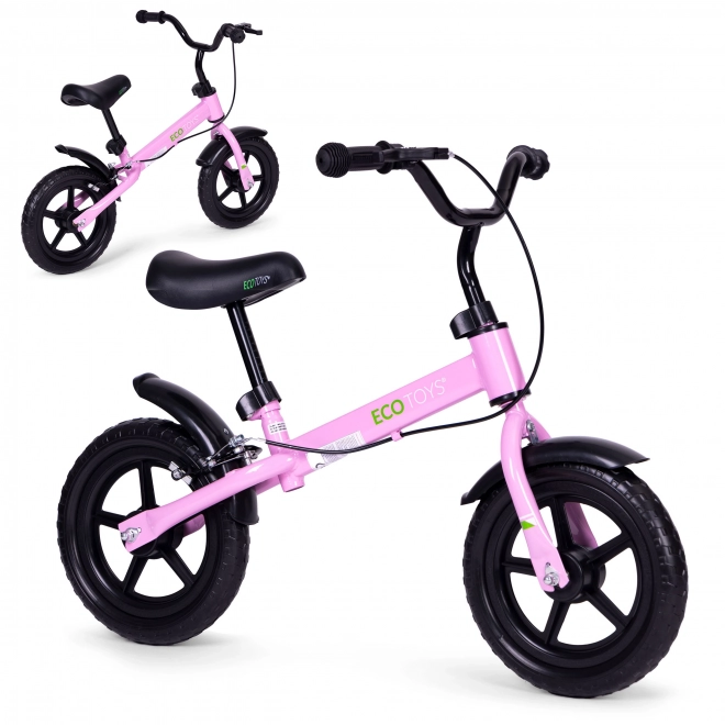 Bici senza pedali con freno per bambini ECOTOYS rosa