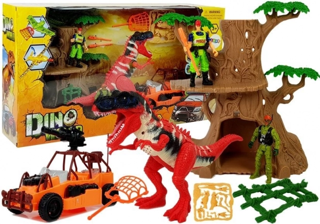 Set da gioco mondo dei dinosauri con veicolo e accessori con suoni