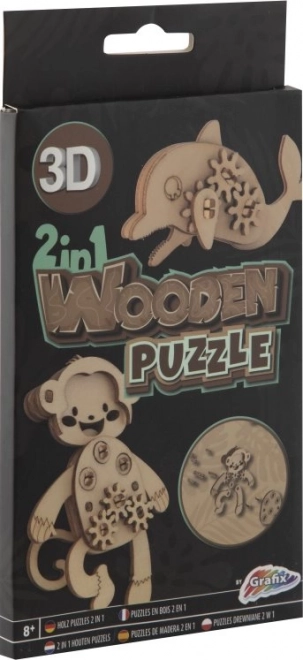 Puzzle 3D in legno Opice e Delfino