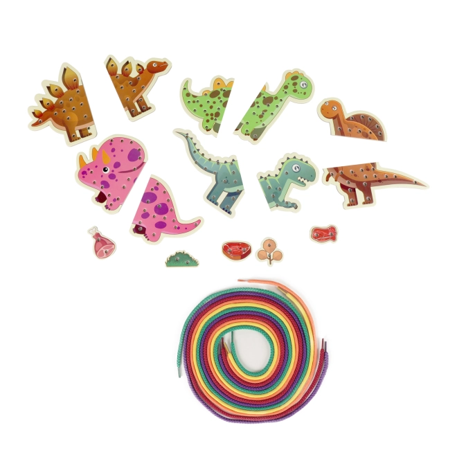 Set completo con 5 dinosauri e 5 cordini