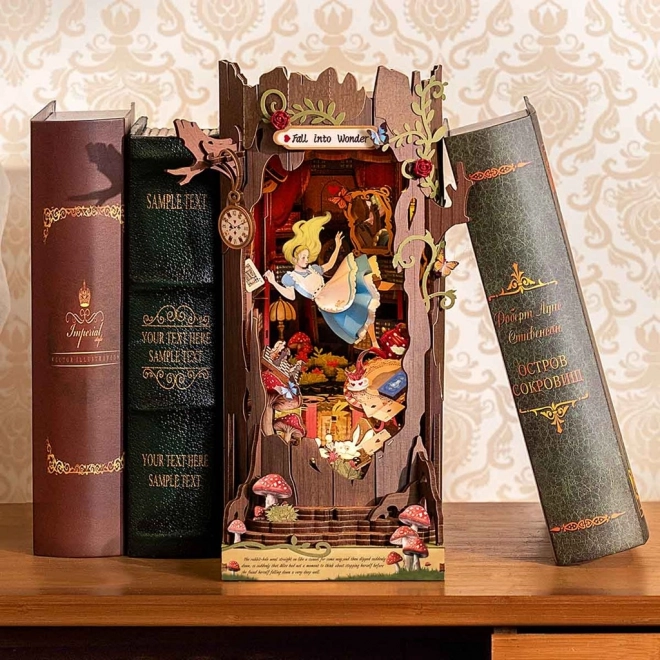Fermalibri con diorama 3D Viaggio nel paese delle meraviglie