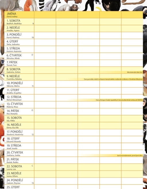 Calendario pianificatore familiare Animalium 2026