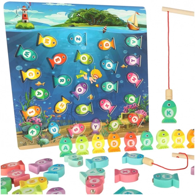 Gioco di pesca magnetica in legno Montessori