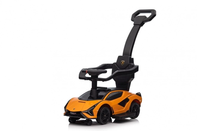 Macchina da passeggio Lamborghini bianca con spintore – Arancione