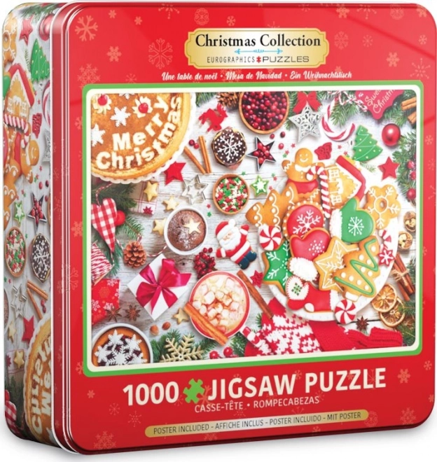 Puzzle Tavolo di Natale in Scatola di Latta Eurographics 1000 Pezzi