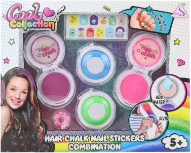 Gessetti per capelli e adesivi per unghie – set colorato per bambini
