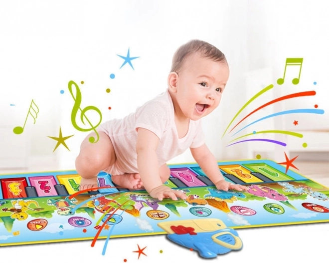 Tappetino Musicale Dinusie XXL 2in1 con pianoforte e 8 melodie 110 cm
