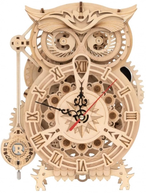 Puzzle 3D in legno Robotime Rokr Orologio da tavolo con timer Gufo 161 pezzi