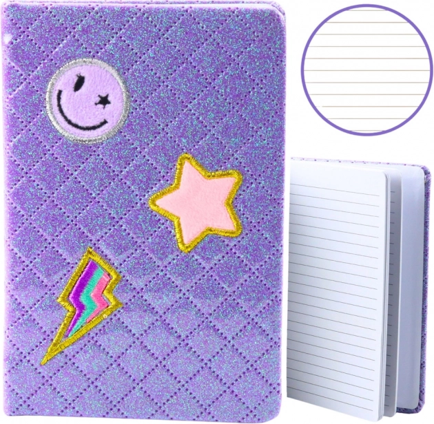 Taccuino in broccato con applicazioni viola B6 80 fogli