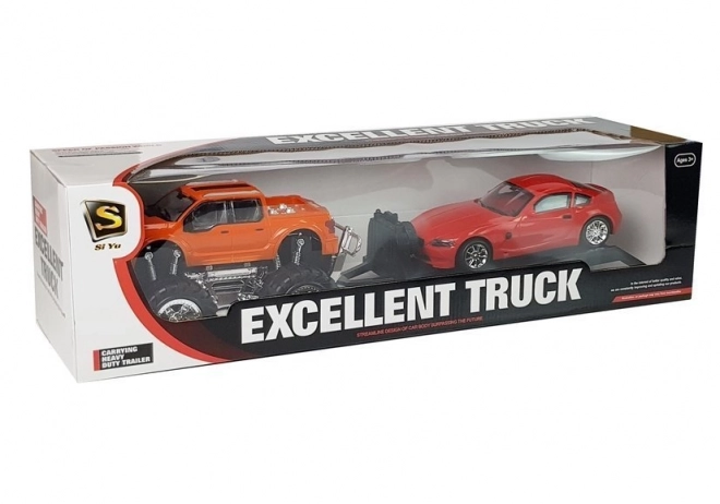 Set di Veicoli Monster Truck Arancione e BMW Rossa