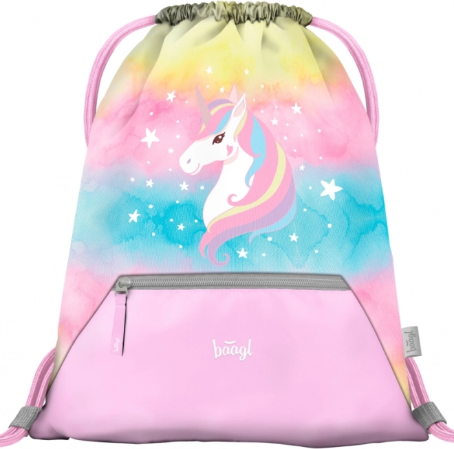 Set Baagl Zippy Plus Unicorn Arcobaleno: zaino, astuccio, sacchetto, grembiule, portafoglio