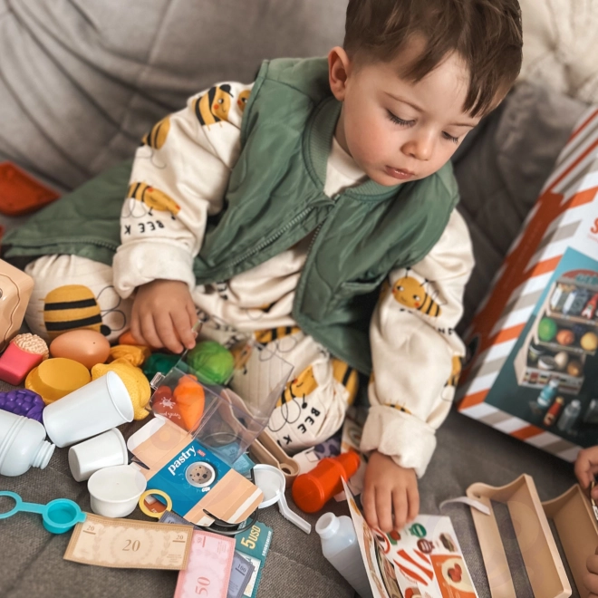 Cassa del supermercato per bambini con 42 pezzi Woopie