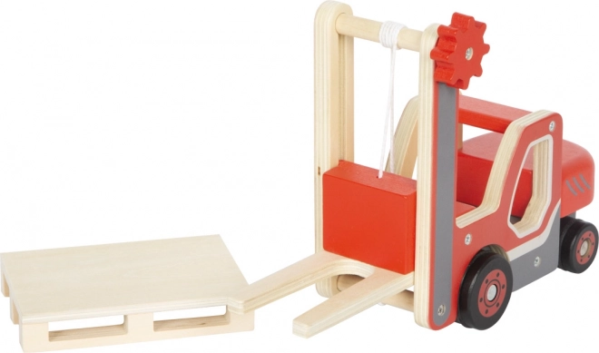 piccolo carrello elevatore in legno con pallet