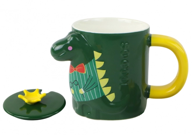 Tazza con Coperchio Dinosauro Verde