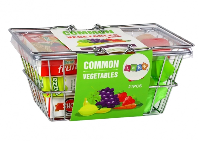 Carrello della Spesa Metallico per Bambini con Cibo Finto