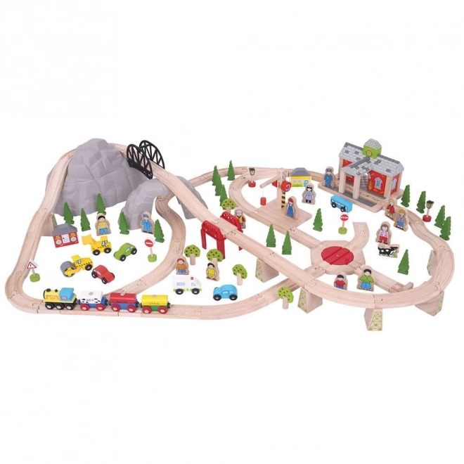 Bigjigs Rail Pista di treni in legno di montagna 112 pezzi
