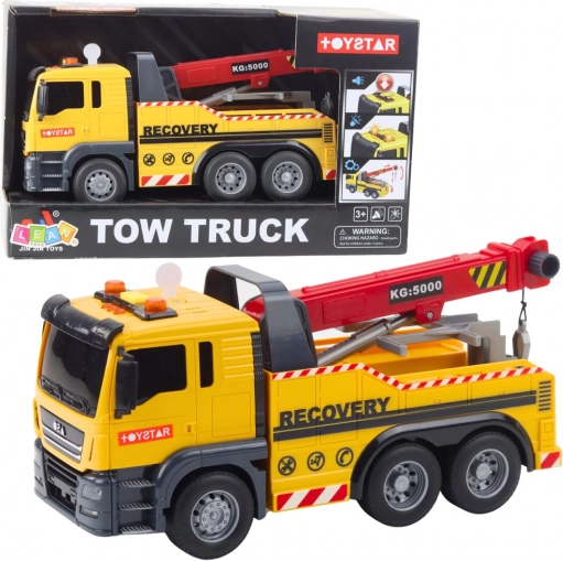Camion da costruzione con gru regolabile, luci e suoni – giallo