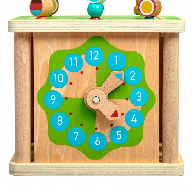 Cubo motorico in legno 5 in 1 con orologio Lucy & Leo