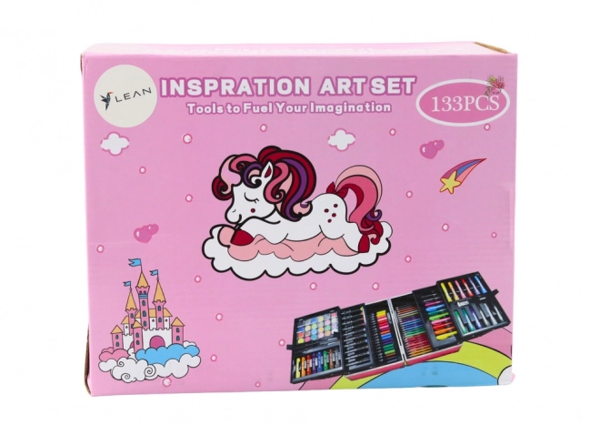 Set artistico in valigetta pieghevole con unicorno 133 pezzi