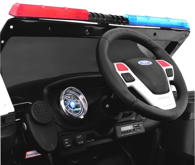 SUV per bambini con batteria della polizia + sirene + luci + megafono + telecomando + avvio lento + EVA + adesivi