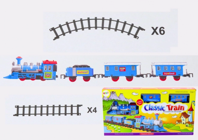 Set treno a batteria con 3 carrozze e effetti luminosi e sonori