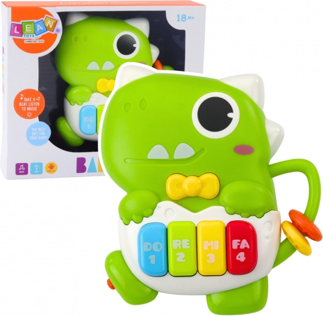 Mini pianoforte Dinozaur verde con luci e suoni