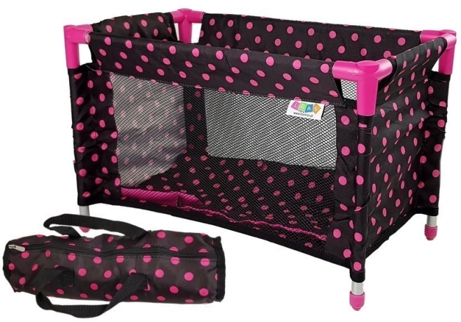 Letto per bambole Alice nero e rosa