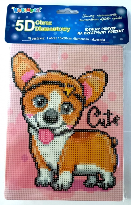 Dipinti di diamanti Welsh Corgi con supporto 15x20 cm