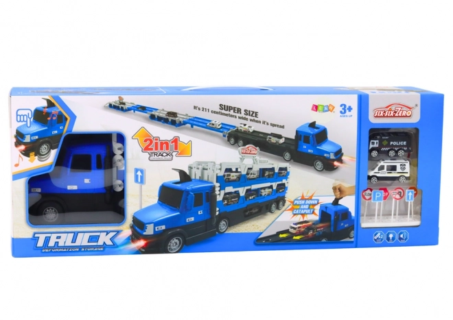 Grande camion da corsa 2 in 1 luci e suoni auto blu