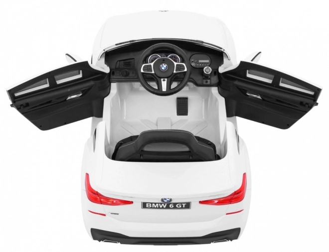 BMW 6 GT Auto bianco a batteria + telecomando + avvio lento + EVA + cinture + LED MP3