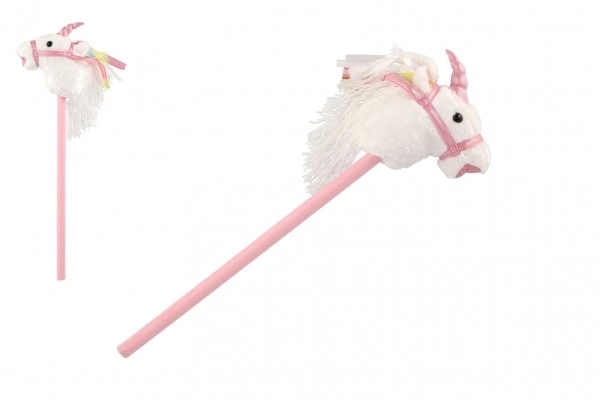 Unicorno su bastone con suoni 80 cm bianco